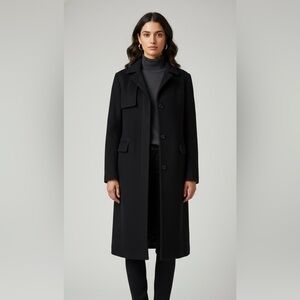 Club Monaco Trench Coat Black Small Wool-Cashmere Blend Business Casual Wear